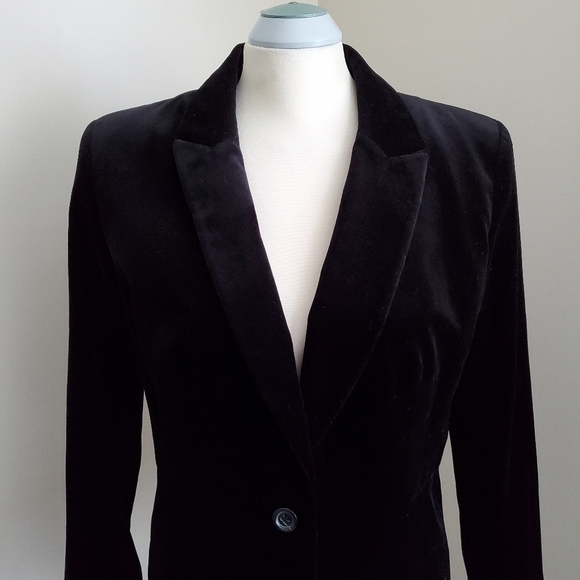 BANANA Republic Black Velvet Blazer Size 14 - Picture 3 of 8